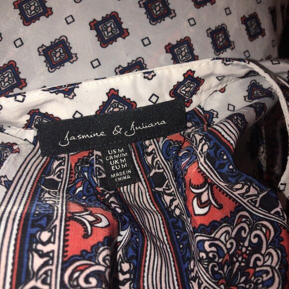 Jasmine &‎ Juliana Sleeveless Top Navy/Red Floral EUC Size M - Picture 3 of 11